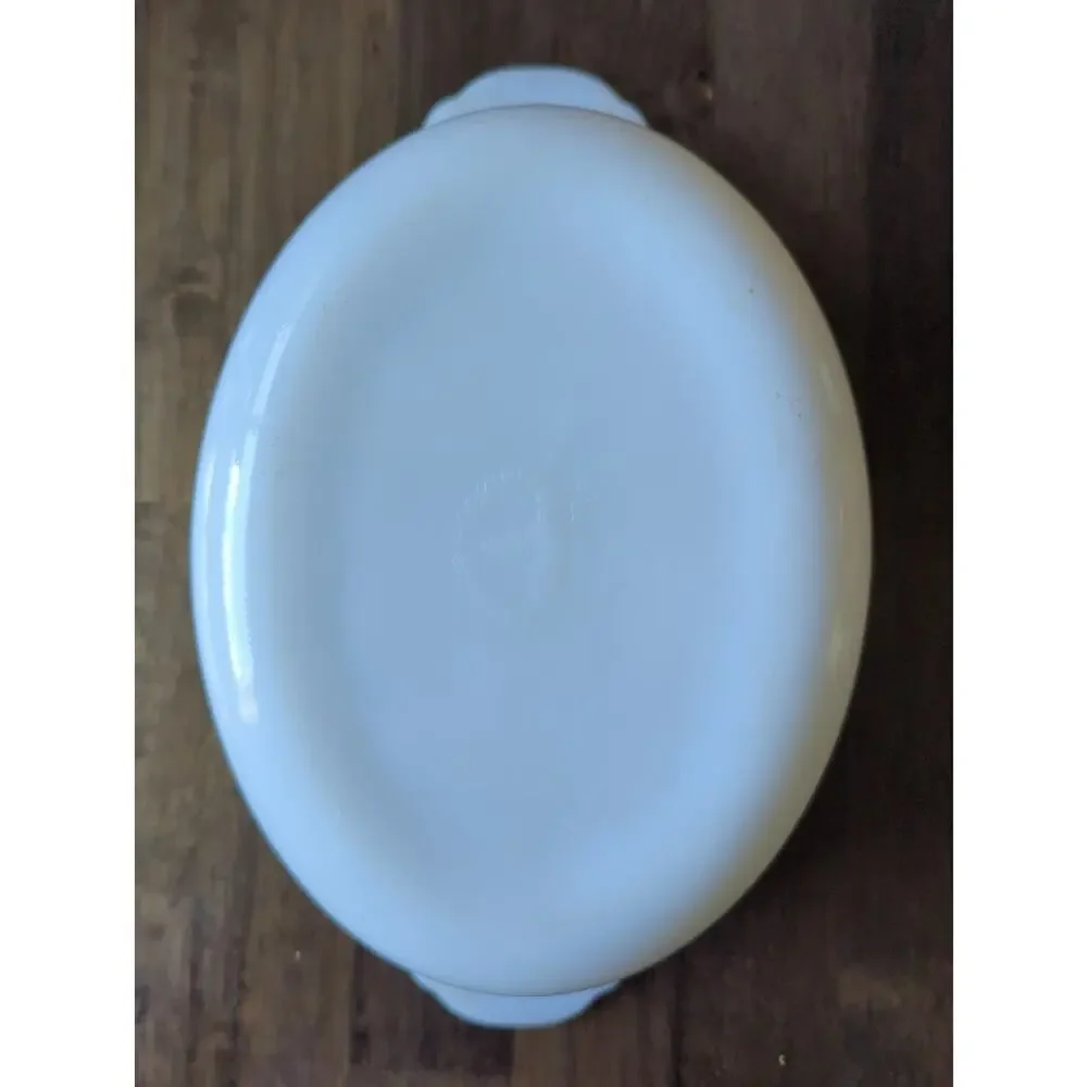 VTG Anchor Hocking Fire King Wheat Oval Baking Dish 1.5 Qt. #467 Lid Handle chip